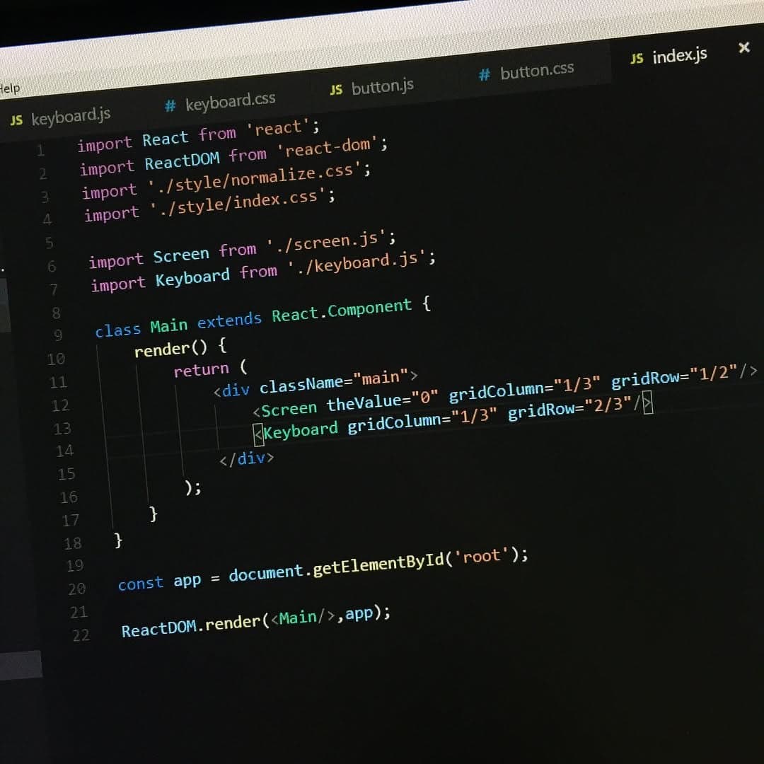 React code for a calculator in Visual Studio Code