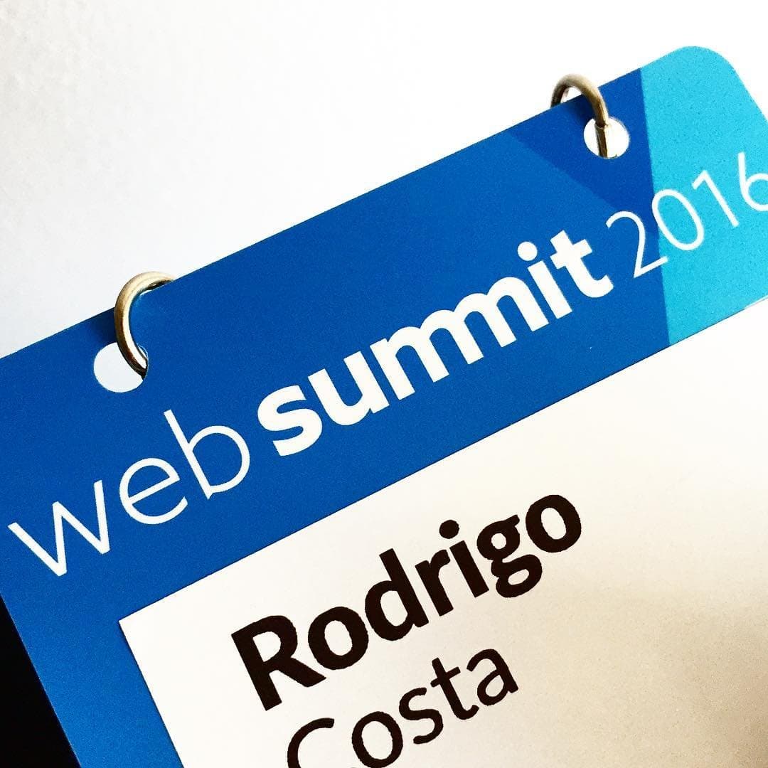 A Web Summit 2016 attendee badge with Rodrigo’s name